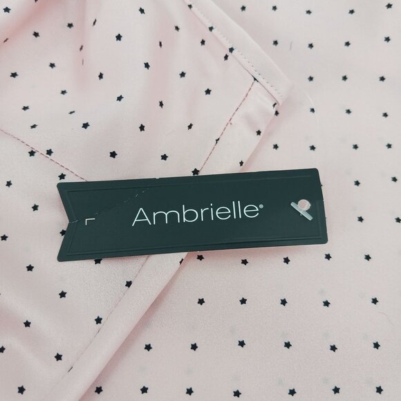 Ambrielle Pink Black Star Lace Trim Racerback Camisole Top Large NWT - Picture 6 of 10